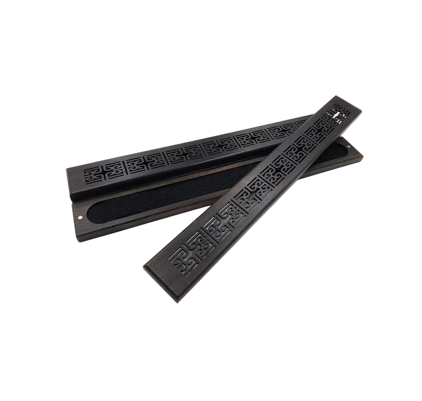 Porte-encens long en bambou noir