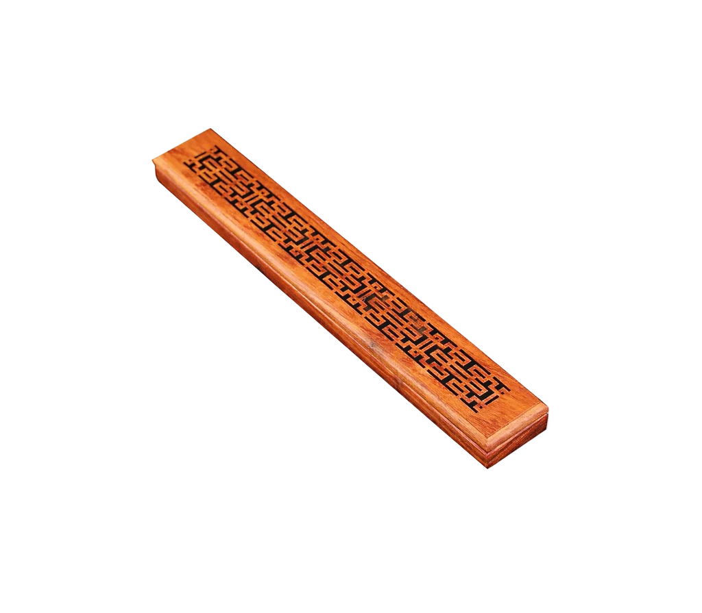 Porte-encens long en bois naturel teinté noyer