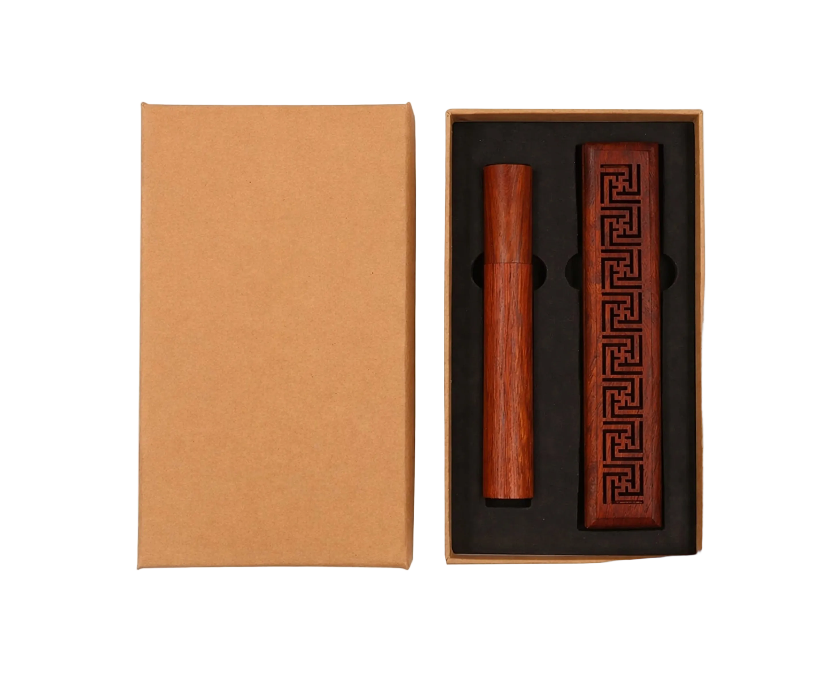Coffret de 20 bâtonnets d'encens Oud de 10,5cm/1,3mm dans étui en bois avec porte-encens