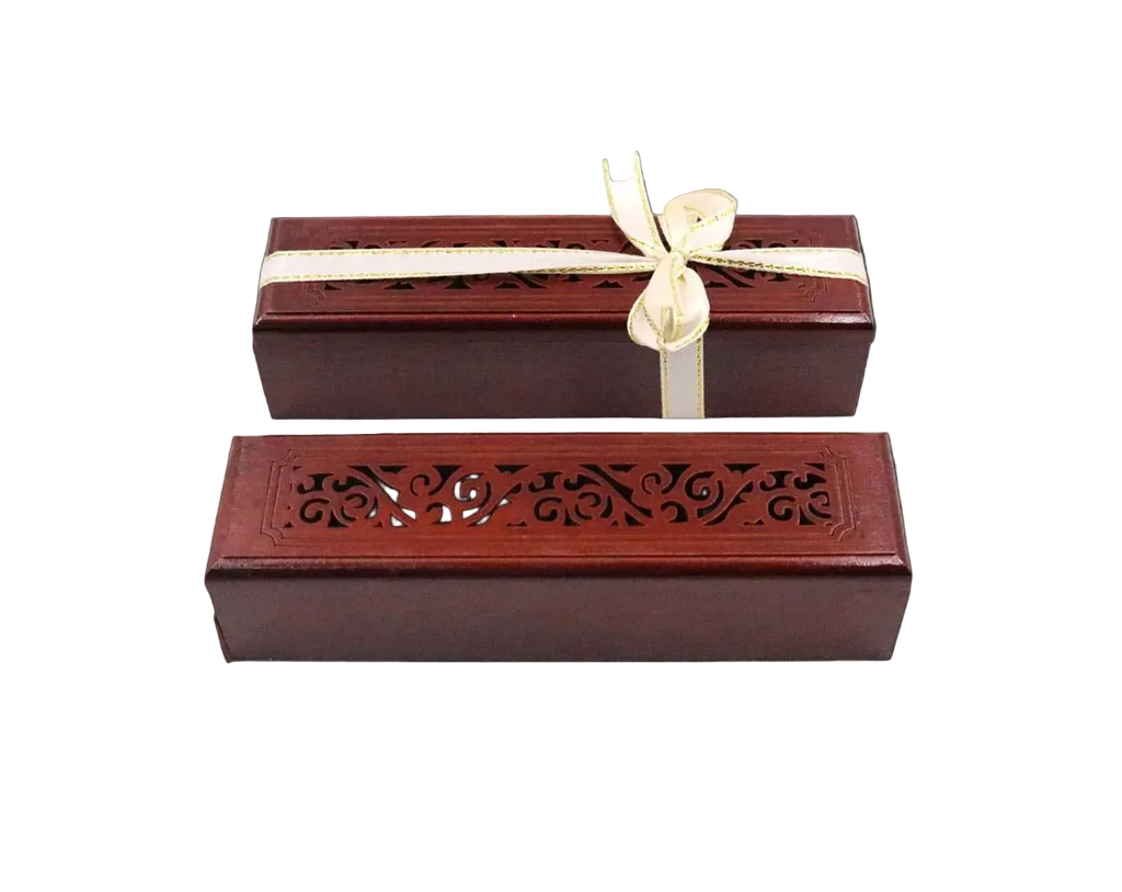 Porte-encens double tiroir en bois avec 20 bâtonnets d'encens Oud de 10,5cm/1,3mm