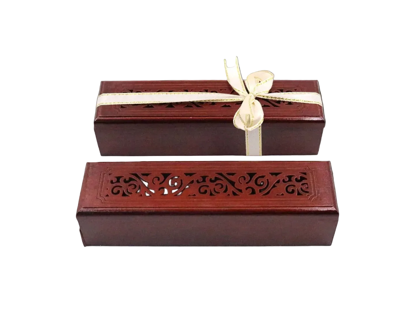 Porte-encens double tiroir en bois avec 20 bâtonnets d'encens Oud de 10,5cm/1,3mm