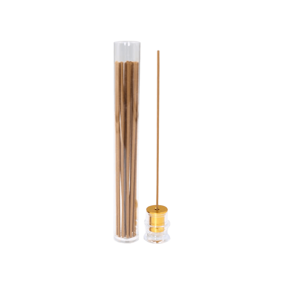 Etui transparent avec capuchon porte-encens et 20 bâtonnets d’encens Oud de 10,5cm/1,3mm