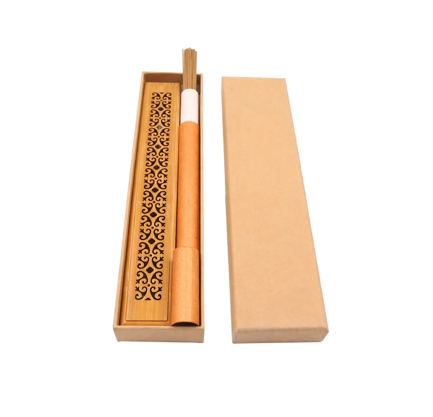 Coffret de 20 bâtonnets d'encens Oud de 21cm/1,3mm avec porte-encens en bois
