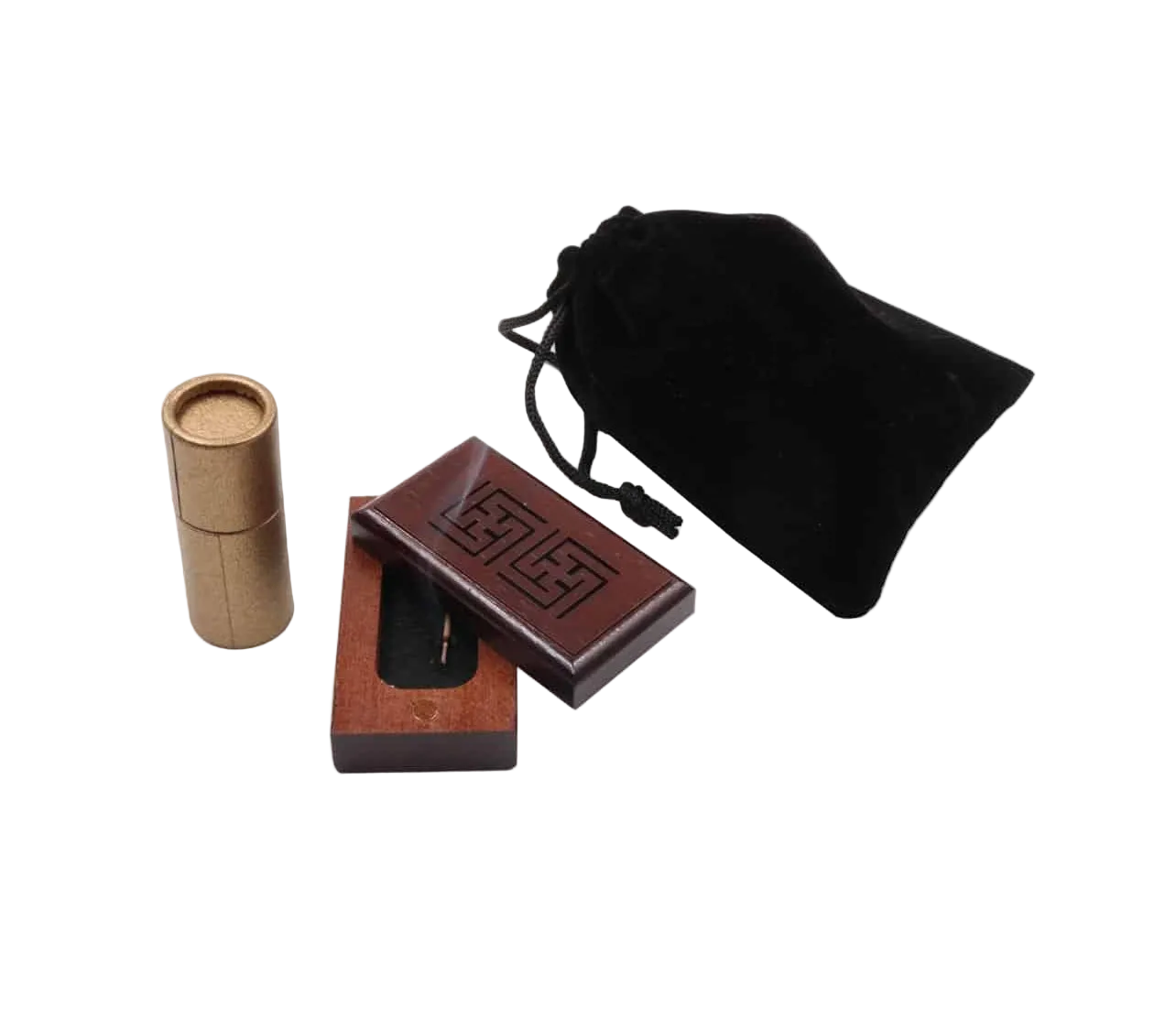 Set découverte de 10 mini-bâtonnets d'encens Oud de 4cm/2mm avec porte-encens en bois