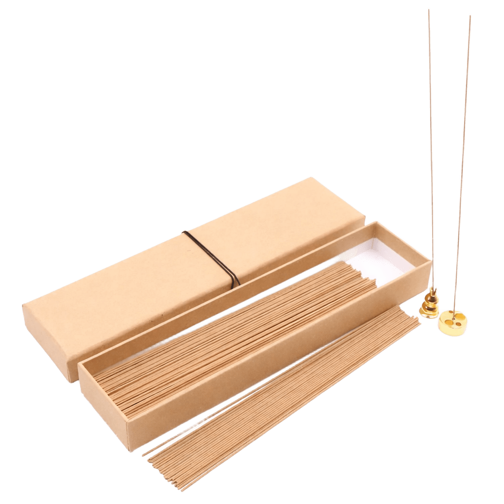 Etui de 250 bâtonnets d'encens Oud de 21cm/1,3mm et 2 porte-encens en cuivre