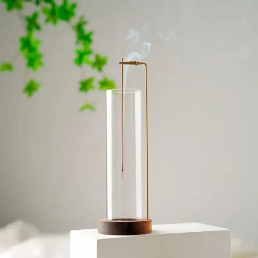 Porte-encens avec réceptacle en verre