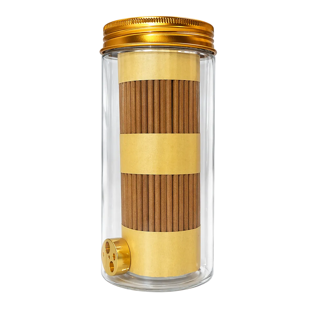 Coffret 180 bâtonnets d'encens Oud de 12cm/3mm avec porte-encens en cuivre