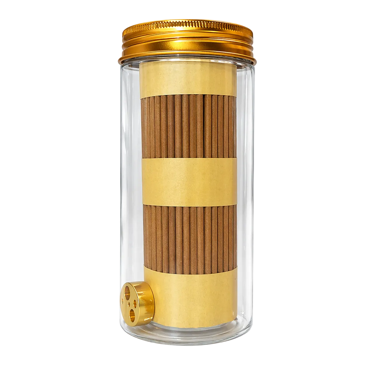 Coffret 180 bâtonnets d'encens Oud de 12cm/3mm avec porte-encens en cuivre