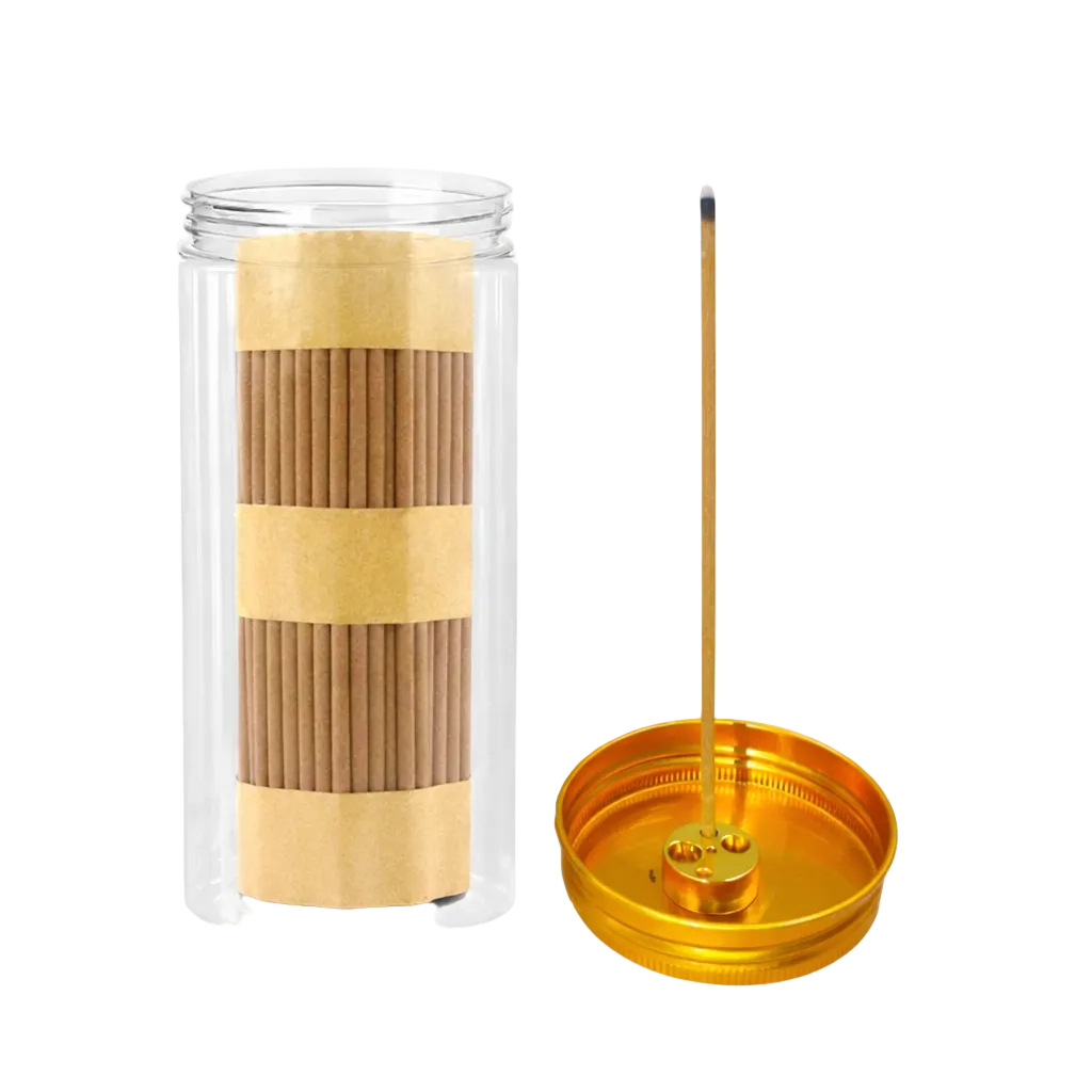 Coffret 180 bâtonnets d'encens Oud de 12cm/3mm avec porte-encens en cuivre