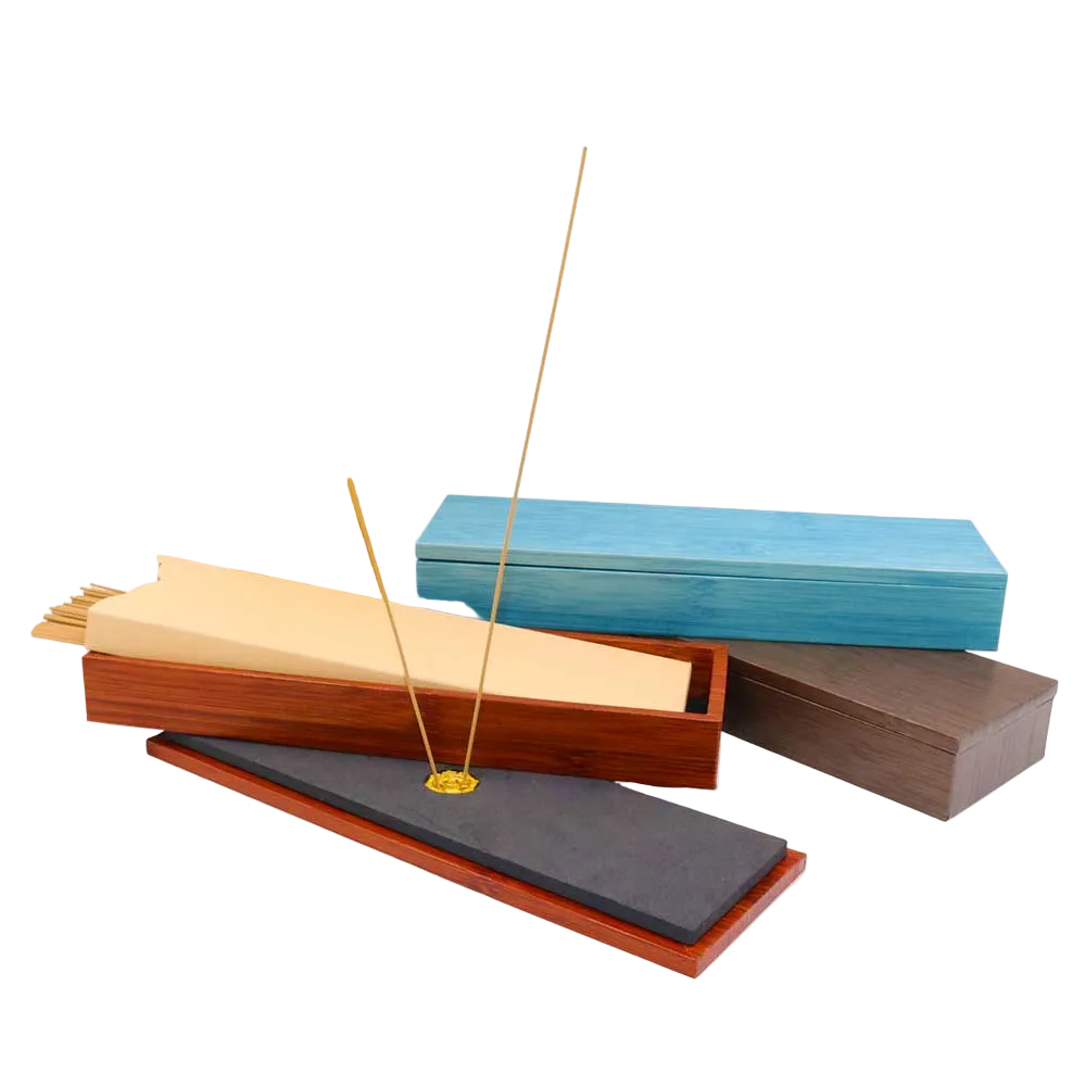 Coffret de 12 bâtonnets d'encens Oud de 21cm/3mm avec porte-encens en bois